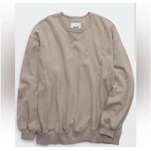 Aerie Tres Chic Oversized Sweatshirt XXL Taupe